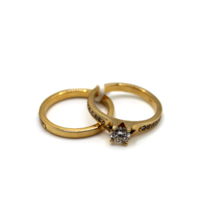 L.G Diamond Petite Round Bridal Set – 14KT Gold ,Size 7 1/4