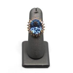 Blue & white Stone Ring – 10KT , Size 7 1/4