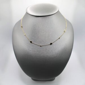 Black Enamel Hearts – 14KT Necklace