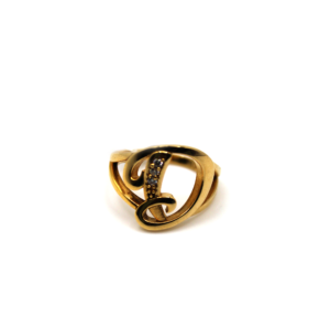 Script Initial D Ring - 10kt Gold,  Size 6