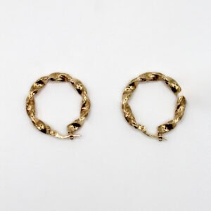 Rustic Textured Twist Hoop – 10KT Gold Women’s Earrings
