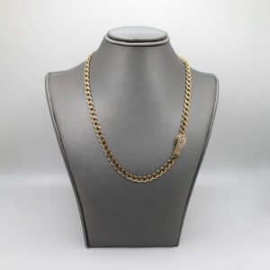 Gold Curb Chain with Sparkling Clasp – 10KT Gold