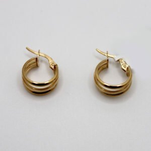 Wide Triple Band Hoop Earrings – 10KT Gold