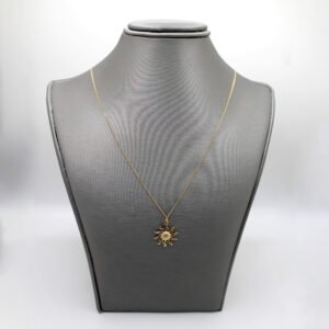 Celestial Sun Ray Pendant Necklace – 14KT Gold