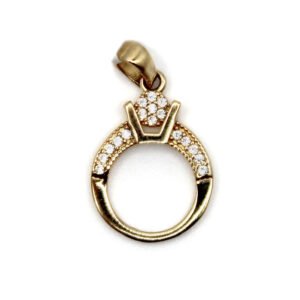Ring-Inspired Pendant with Zirconia – 14KT Gold