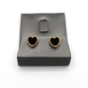 Onyx Heart Studs – 10KT Gold