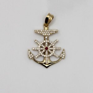 Nautical Anchor and Mariner’s Wheel Charm – 10KT Gold
