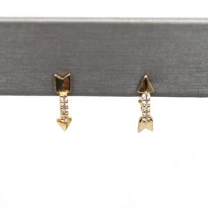 White Stone Arrow Huggie – 10KT Gold Women’s Earrings