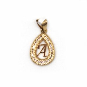 Teardrop Initial A – 14KT Pendant with Zirconia