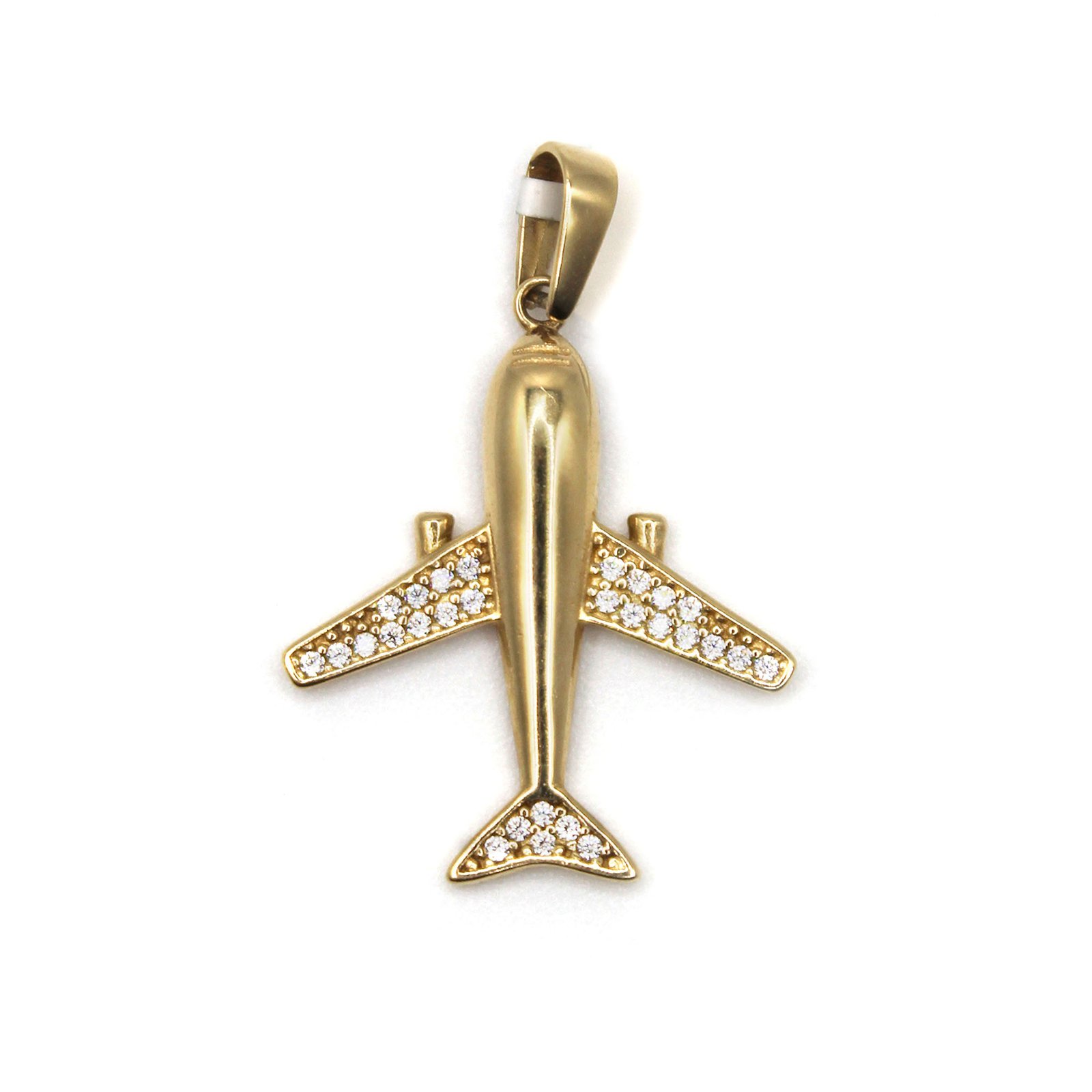 Airplane Pendant with Zirconia – 14KT Gold