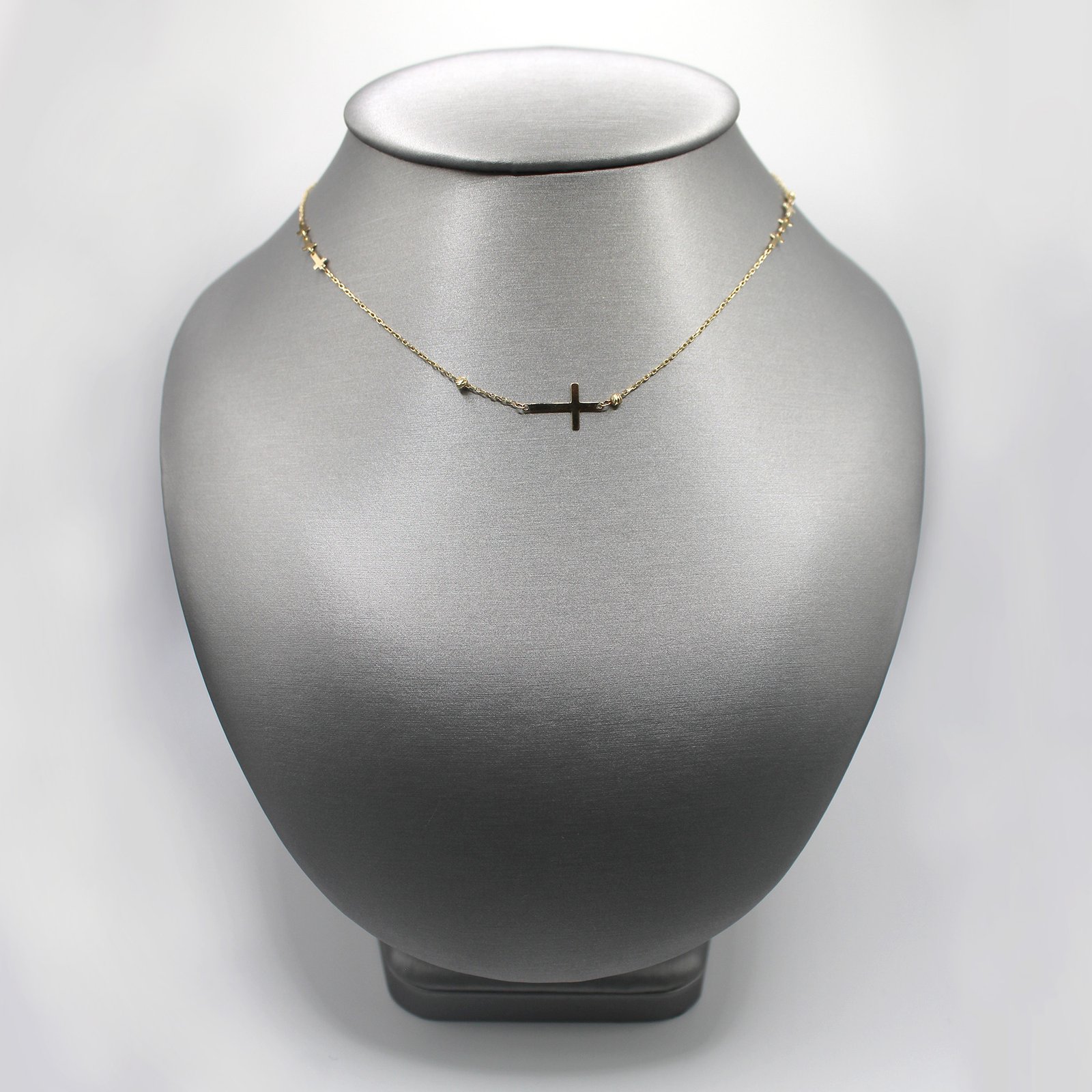 Side Cross - 14kt Women's Necklace