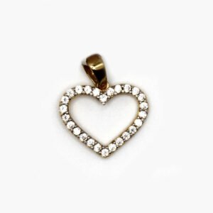 Open Heart Zirconia Pendant – 14KT Gold