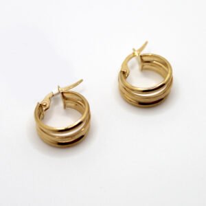 Triple Row Gold Hoop Earrings – 10KT Gold