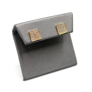 Zirconia Pave Square Studs – 14KT Gold