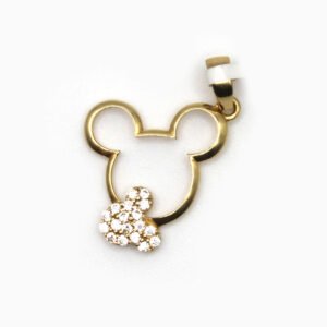Mouse Silhouette Pendant with Zirconia – 10KT Gold