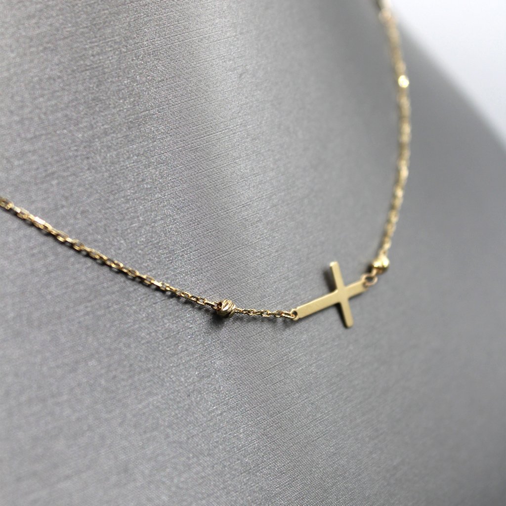 Side Cross - 14kt Women's Necklace - Image 2