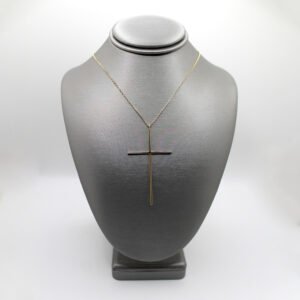 Modern Slender Cross Necklace – 10KT Gold – 16"