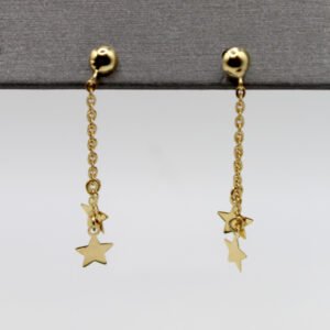 Star Dangle Chain Drop Earrings – 14KT Gold Women’s