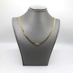 Solid Curb Chain with Sparkling Box Lock – 10KT Gold