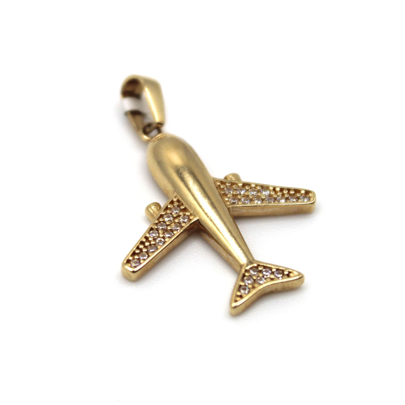 Airplane Pendant with Zirconia – 14KT Gold - Image 2