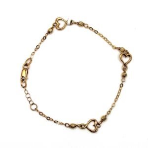 Open Heart Charms – 14KT Gold Women’s Bracelet