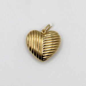 Ribbed Texture Heart Pendant – 14KT Gold