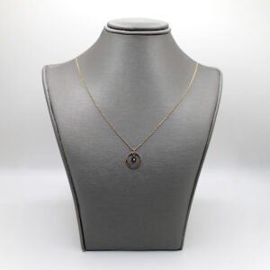 Glistening Halo Evil Eye Pendant – 14KT Gold