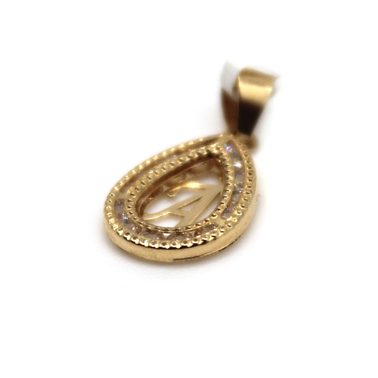 Teardrop Initial A – 14KT Pendant with Zirconia - Image 2