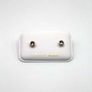 Light Blue Bezel Stud Earrings – 14KT Gold