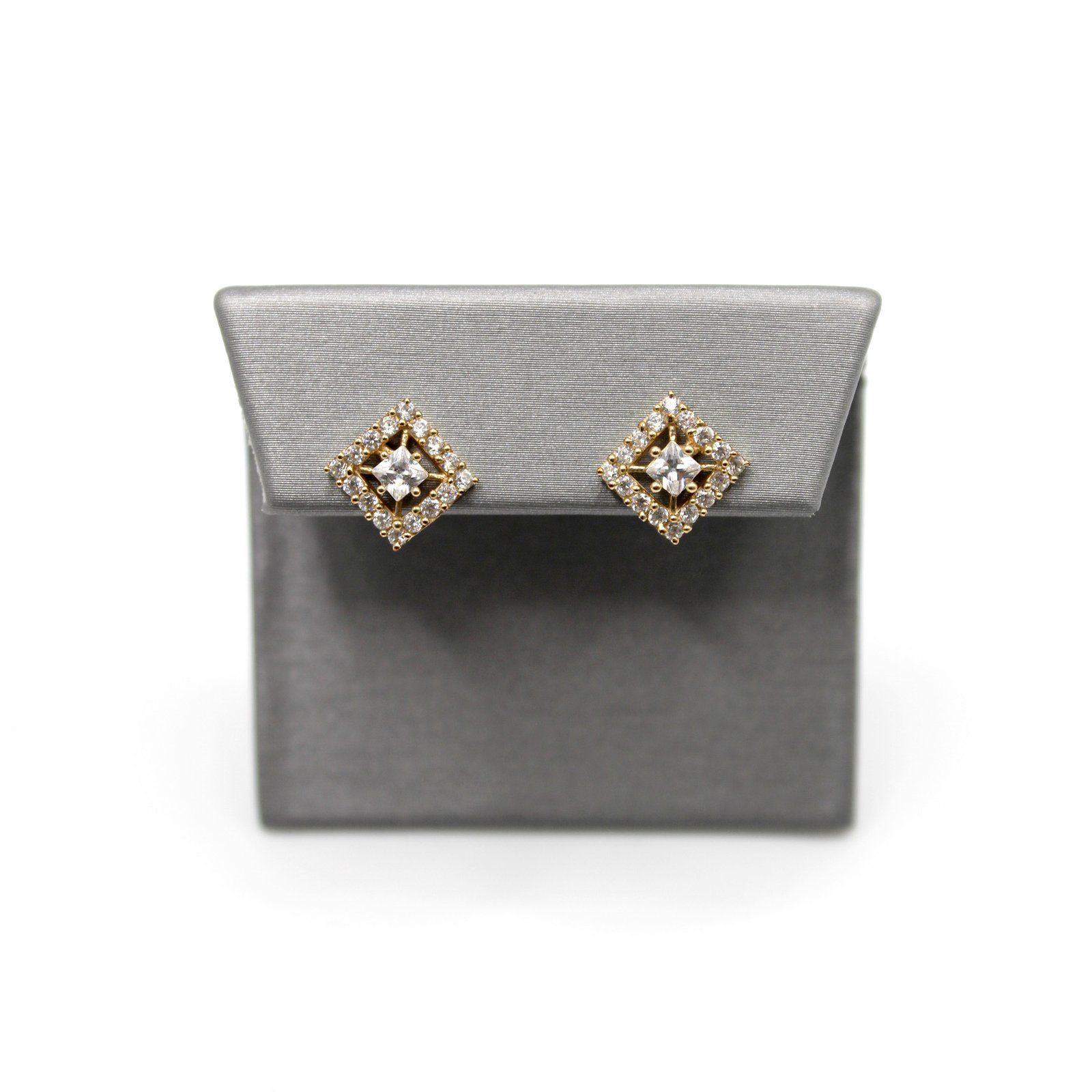 Zirconia Cluster Stud Earrings – 14KT Gold