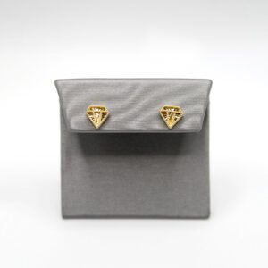 Textured Diamond Shape Stud Earrings – 14KT Gold