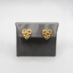 Textured Pebble Heart Stud Earrings – 14KT Gold