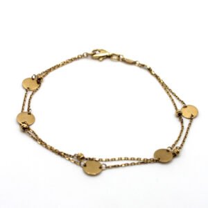 Disc Charm Double Chain – 10KT Gold Women’s Bracelet