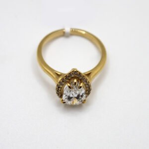 Pear-Cut Halo Engagement Ring – 14KT Gold – Size 6 3/4