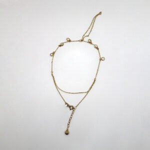 Dainty Bezel Station Double Chain Bracelet – 14KT Gold