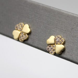 Diamond Accent Four-Leaf Clover Stud Earrings – 14KT Yellow Gold