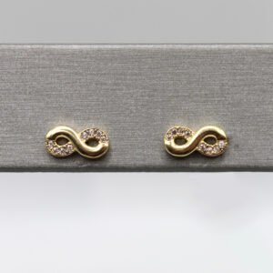 Diamond Accent Infinity Stud Earrings – 14KT Yellow Gold