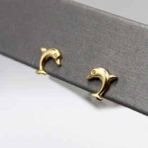 Polished Dolphin Stud Earrings – 10KT Yellow Gold