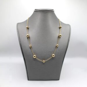 Polished Bead Station Necklace – 10KT Gold