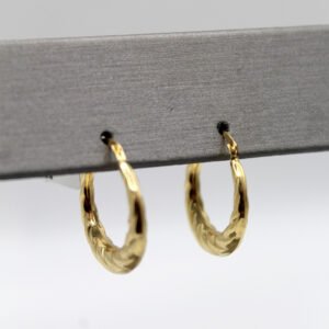Textured Twist Hoop Earrings – 14KT Yellow Gold