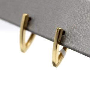 Polished Geometric V-Hoop Earrings – 14KT Yellow Gold