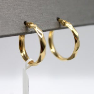 Faceted Geometric Hoop Earrings – 14KT Yellow Gold