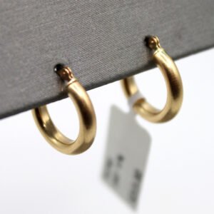 Modern Satin Finish Hoop Earrings – 14KT Yellow Gold