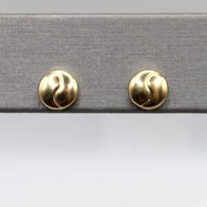 Polished Swirl Button Stud Earrings – 14KT Yellow Gold