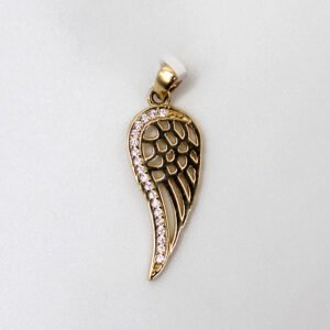 Diamond Accent Angel Wing Pendant – 14KT Yellow Gold