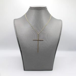 Slender Polished Cross Necklace – 14KT Gold