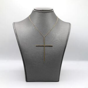 Slender Polished Cross Necklace – 14KT Gold