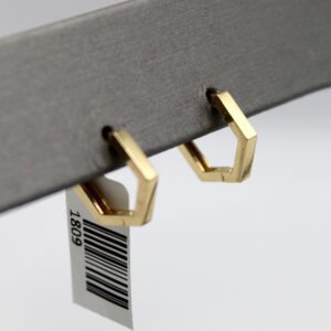 Polished Hexagonal Geometric Hoop Earrings – 10KT Yellow Gold