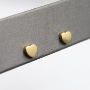 Minimalist Polished Heart Stud Earrings – 14KT Yellow Gold