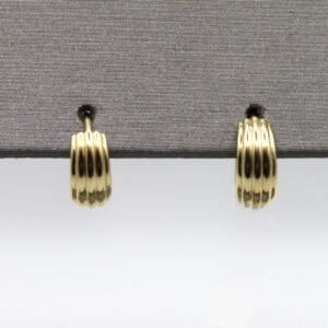 Polished Triple-Ribbed Huggie Earrings – 10KT Yellow Gold
